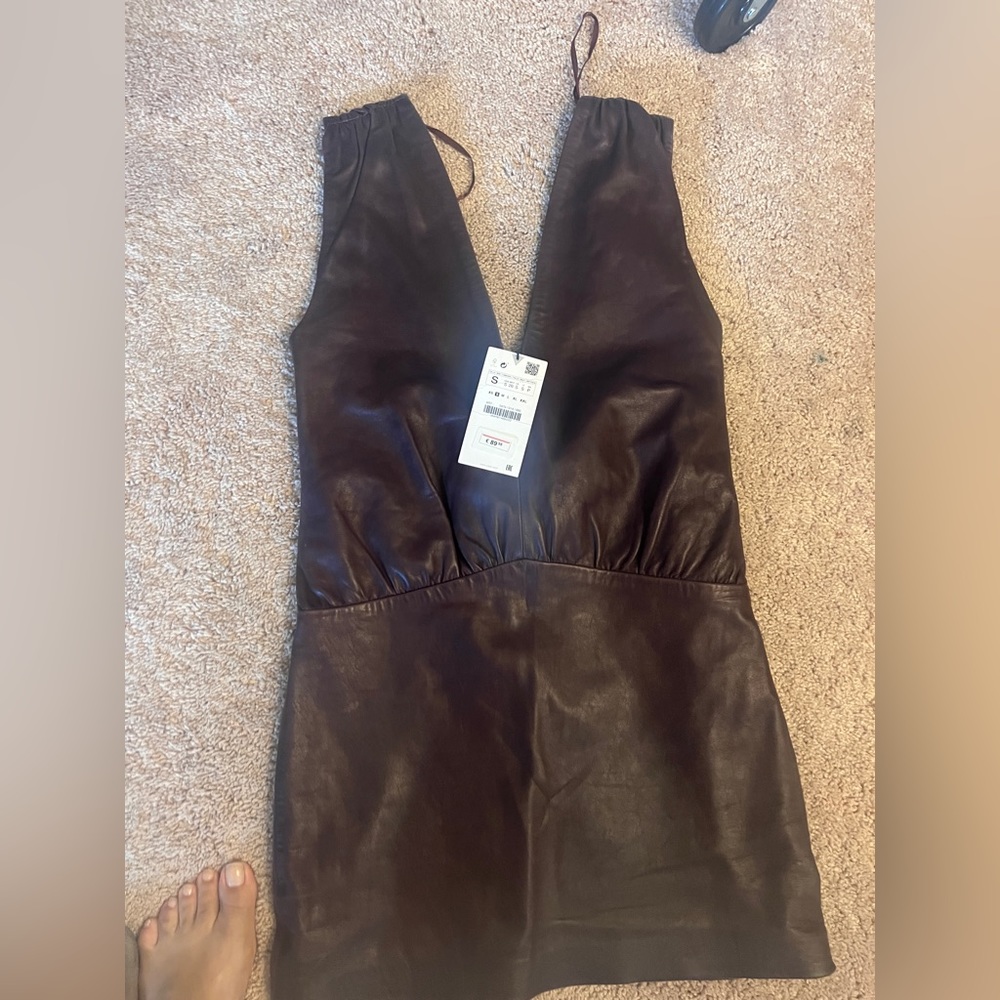 Brown leather Zara dress